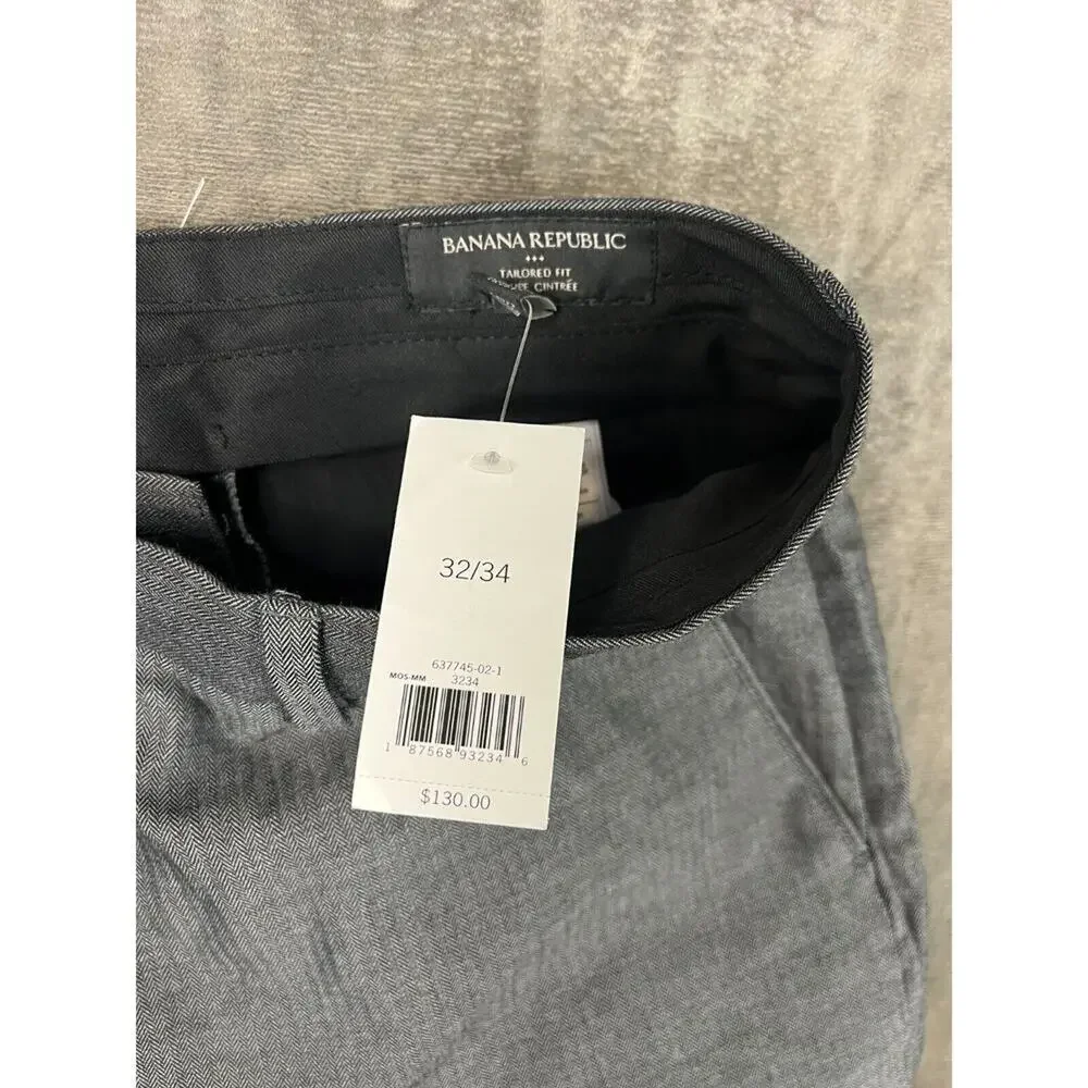 Banana‎ Republic Pants Mens 32x34 Non-Iron Tailored Fit Gray, NWT